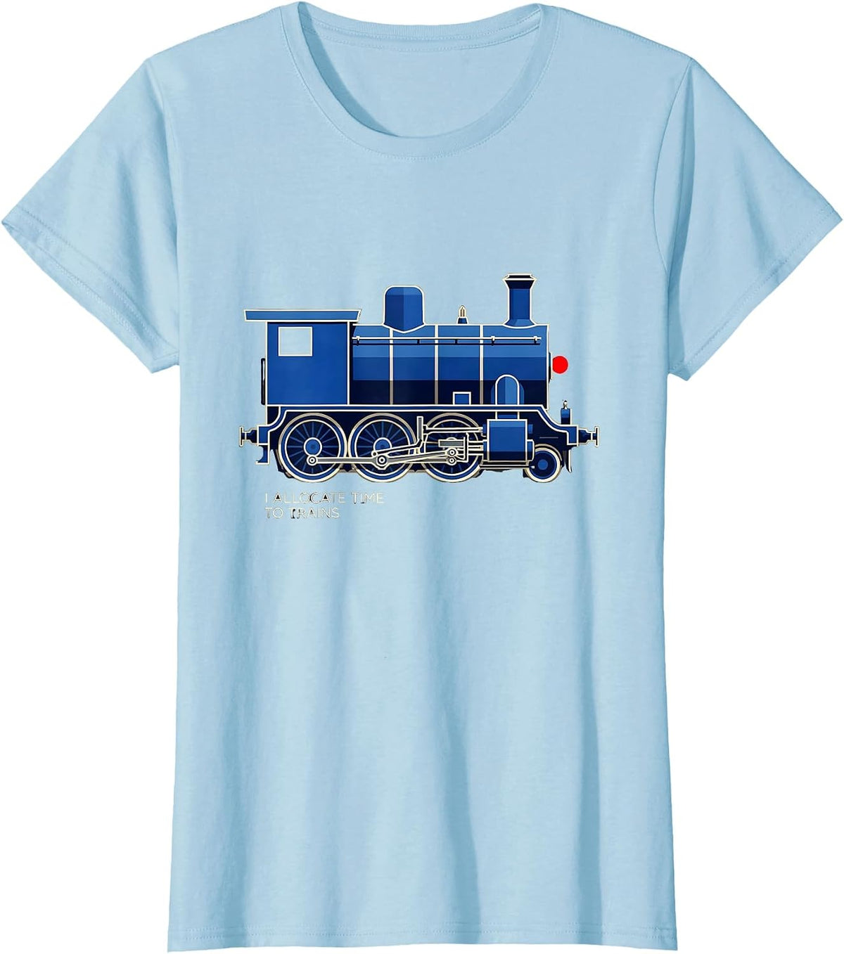 Women's I Allocate Time To Trains Geometric Locomotive Train T-Shirt - Baby Blue