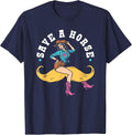 Save A Horse Ride A Mustache Rodeo Lover T-Shirt - Navy Blue