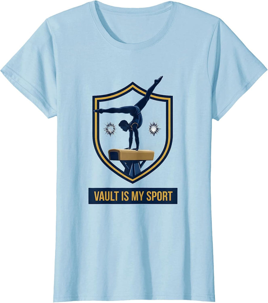 Women's Vault Is My Sport Funny Gymnastics Gift for Girls Handstand T-Shirt - Baby Blue