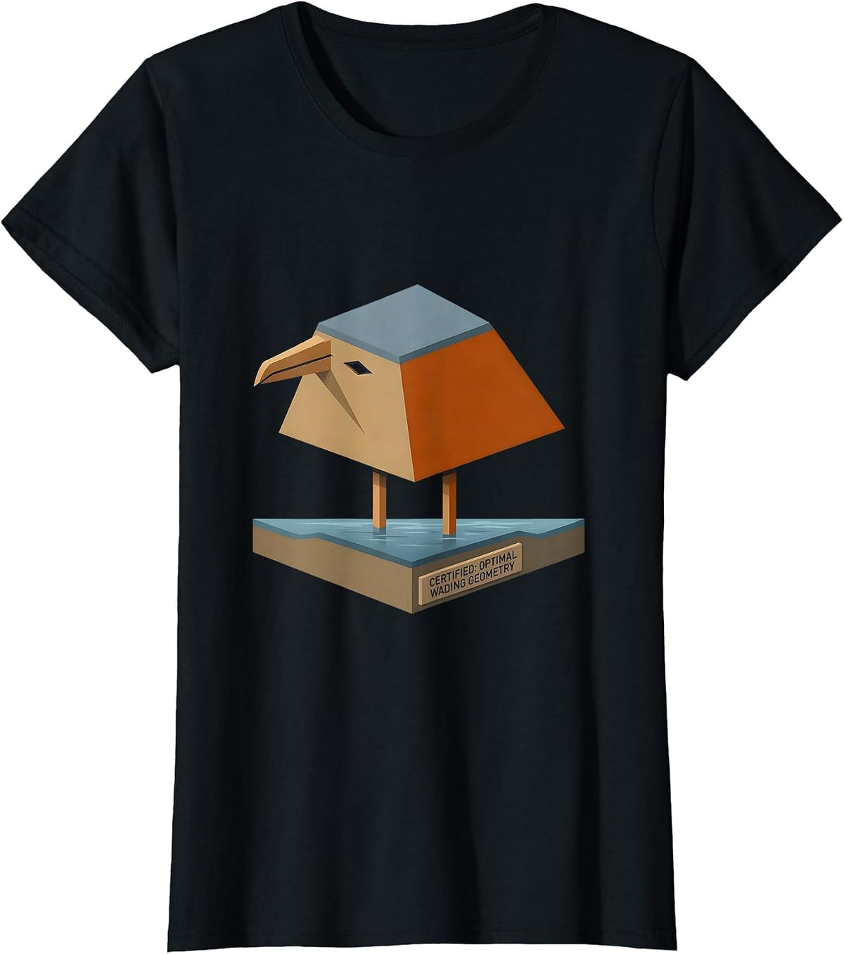 Certified Optimal Wading Geometry Funny Triangull Bird Pun T-Shirt - Black