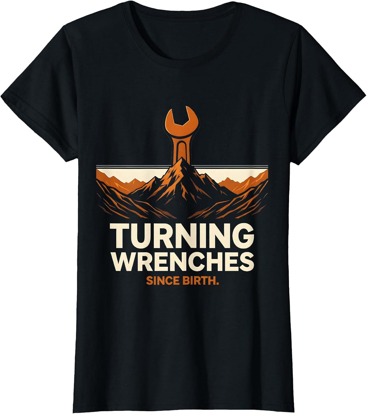 Turning Wrenches Since Birth Mechanic Design T-Shirt - Black