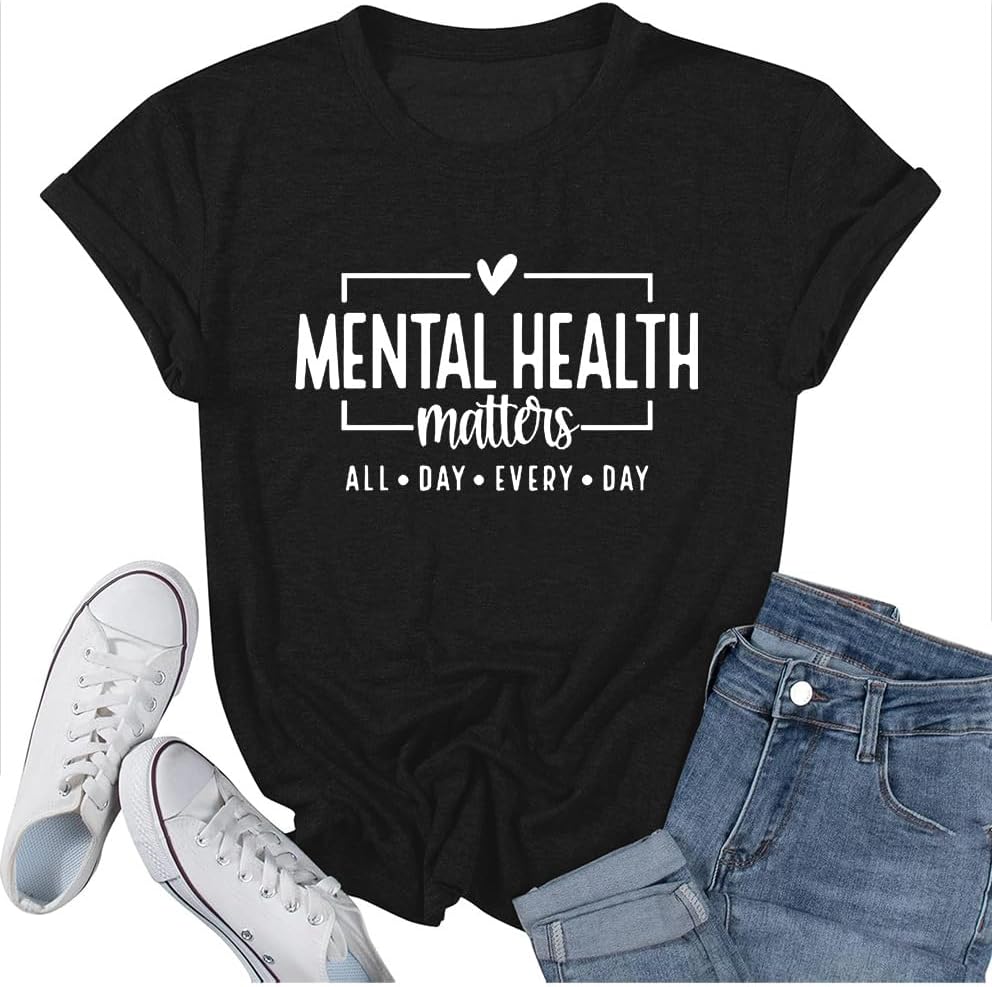 Mental Health Matters Print T-Shirt Design for Men and Women Casual Shirt - Black