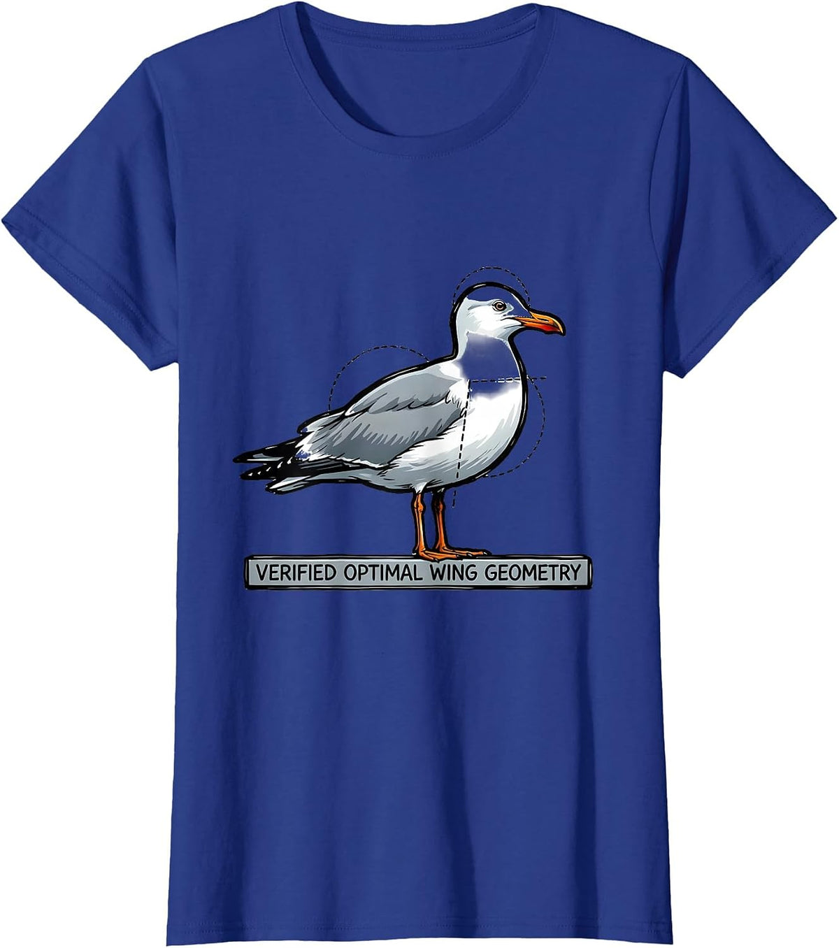 Women's Verified Optimal Wing Geometry Funny Math Teacher Bird Pun T-Shirt - Royal Blue