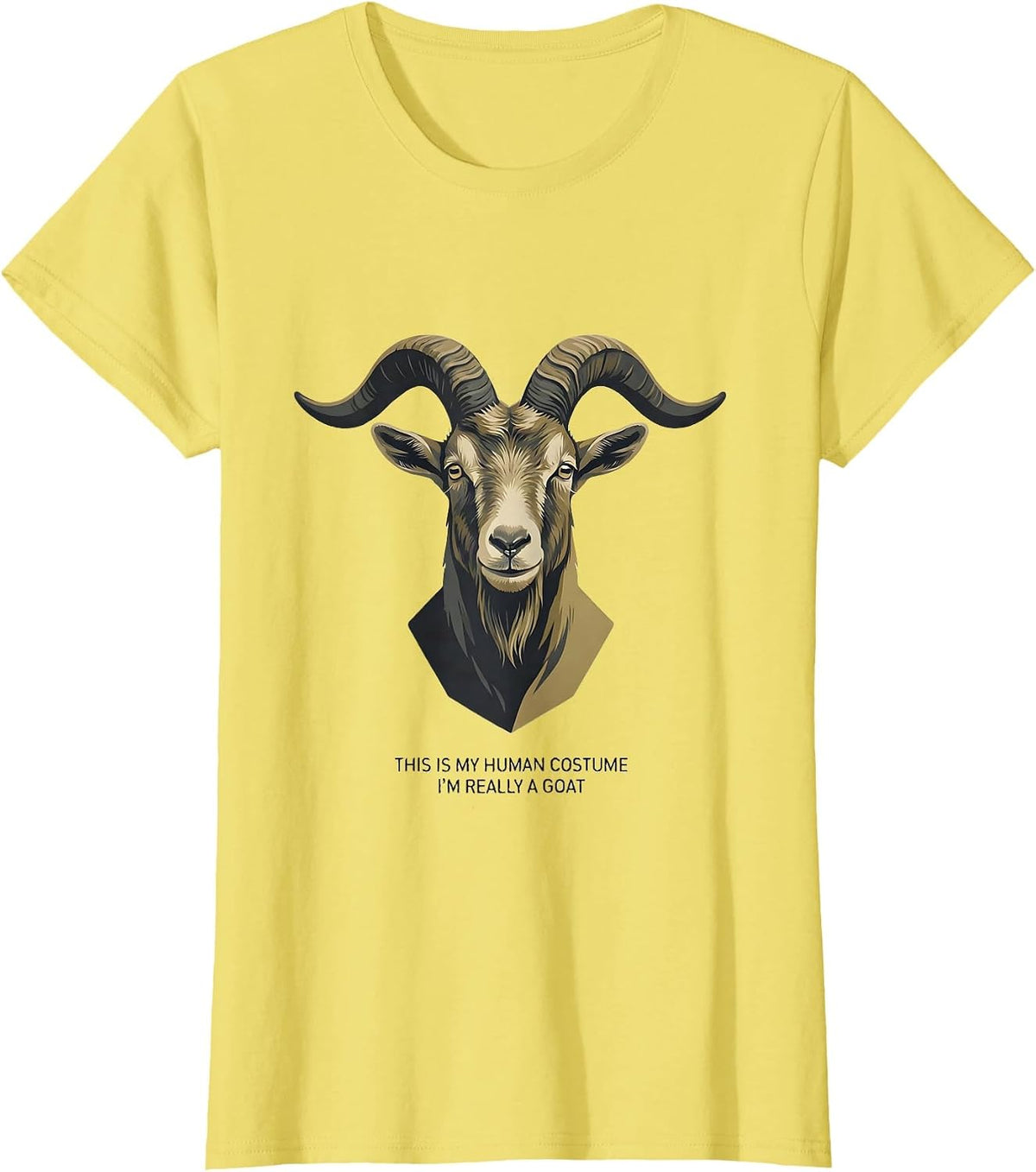 Women's This Is My Human Costume, I'm Really A Goat Halloween T-Shirt - Lemon Yellow
