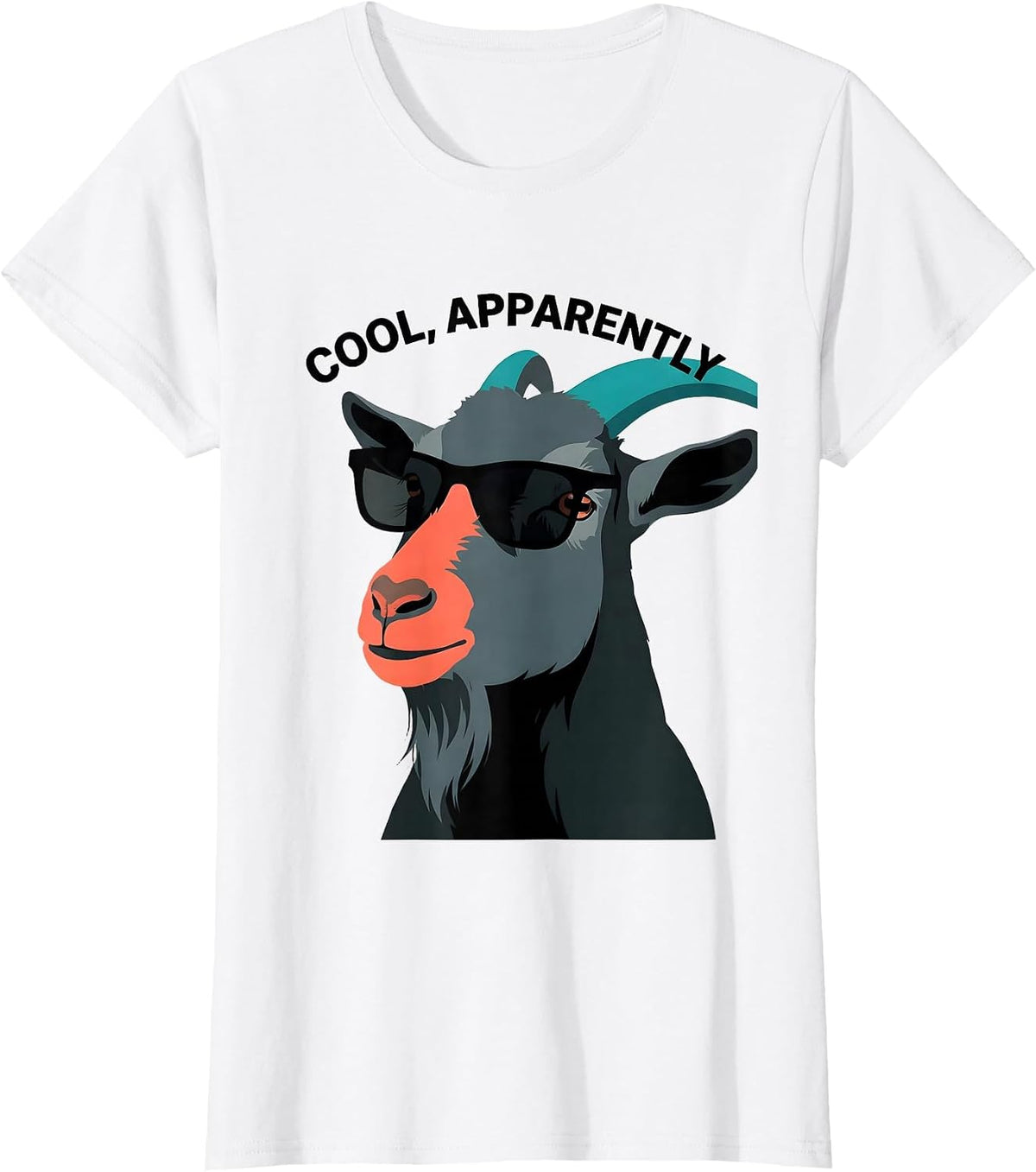 Cool Apparently Flat Vector Goat Wearing Sunglasses Animal T-Shirt - White