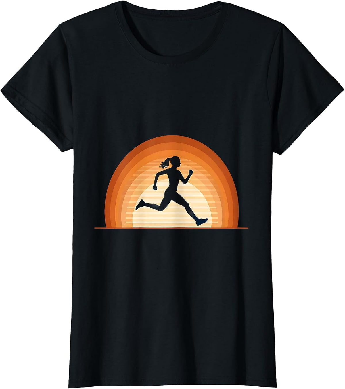 Women's Sun-Drenched Sprint Track Runner Illustration T-Shirt - Black