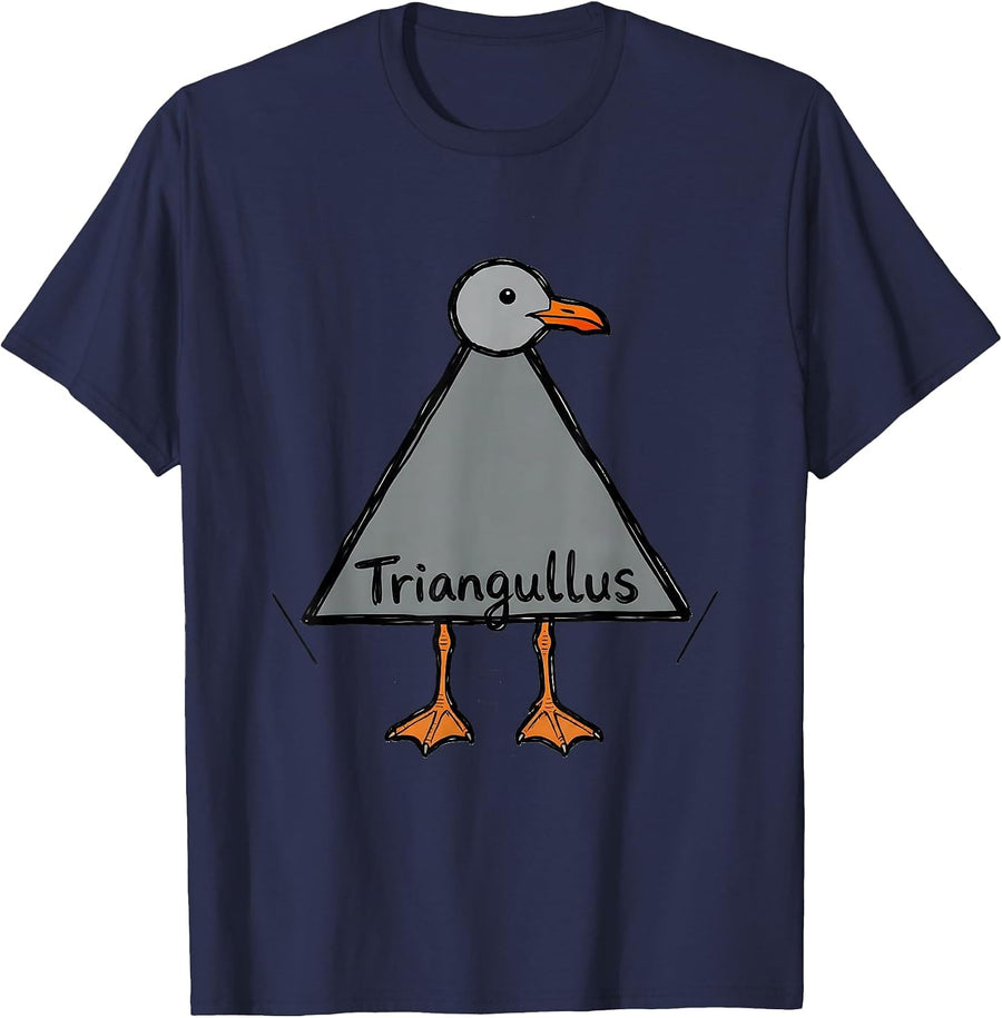 Triangullus Funny Triangle Seagull Bird Pun Math Teacher T-Shirt - Navy Blue