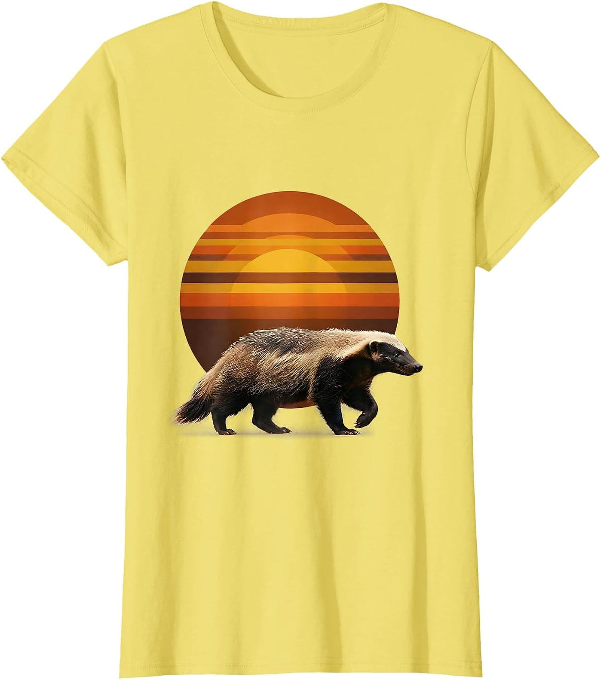 Honey Badger Retro 70s Animal Humor T-Shirt - Lemon Yellow