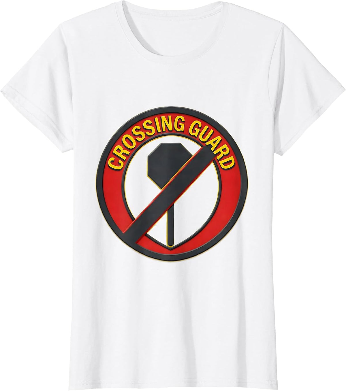CROSSING GUARD Stencil Graphic Security Guard Costume Humor T-Shirt - White