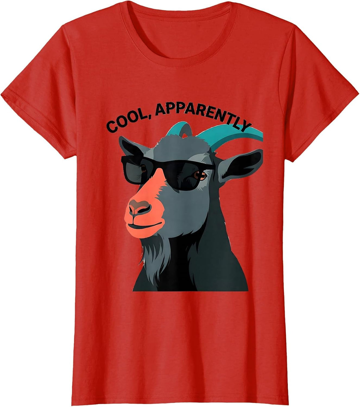 Cool Apparently Flat Vector Goat Wearing Sunglasses Animal T-Shirt - Red