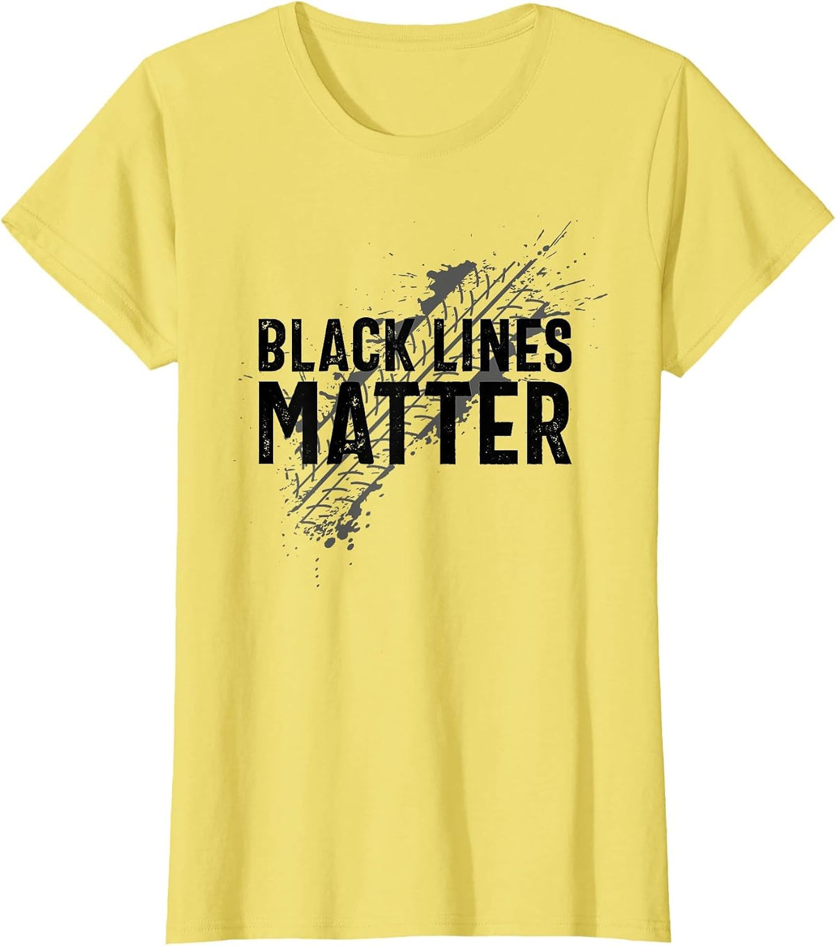 Black Lines Matter Drag Racing T-Shirt - Lemon Yellow