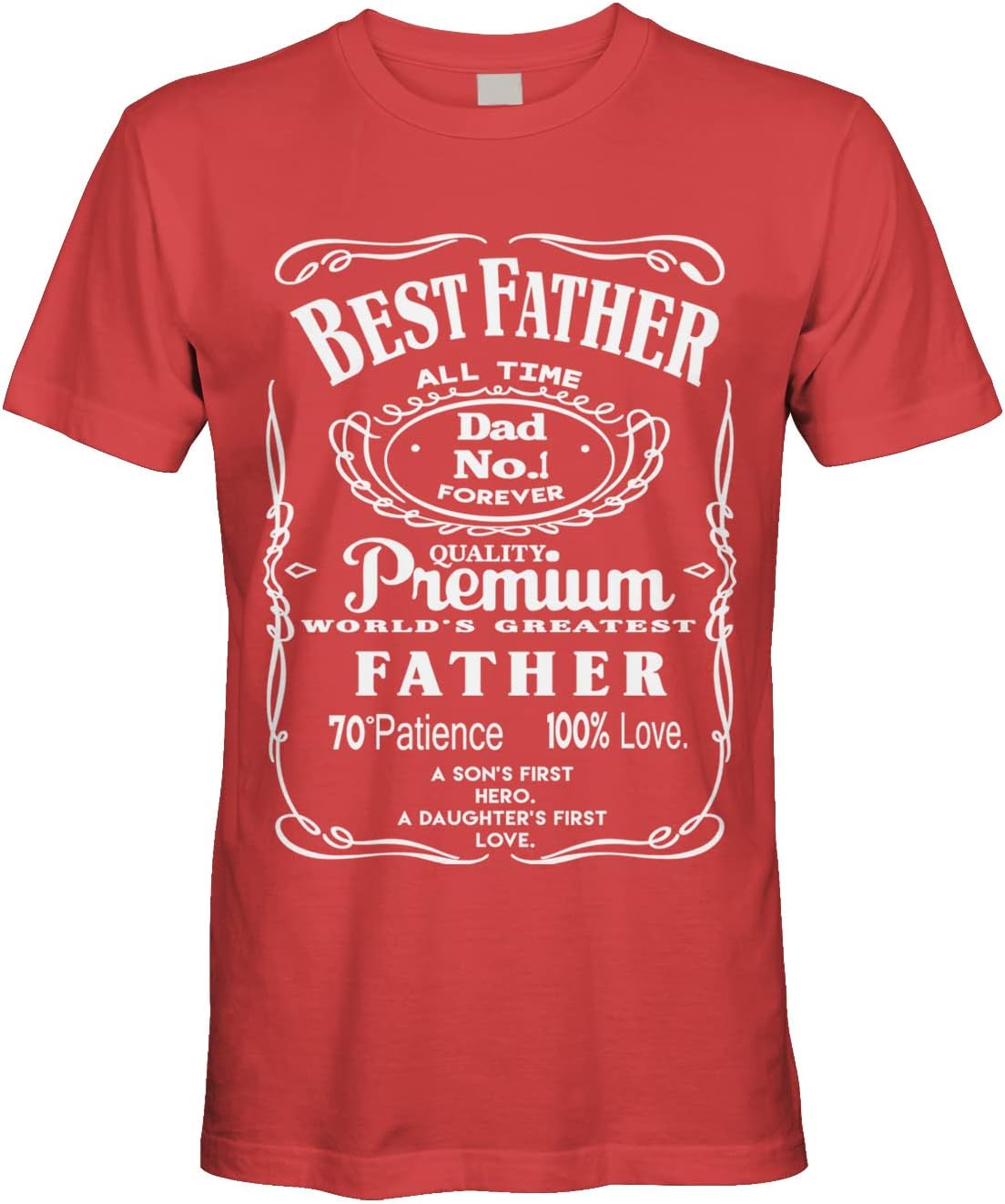 Men's Best Father Premium Dad World's Greatest No.1 T-Shirt - Red