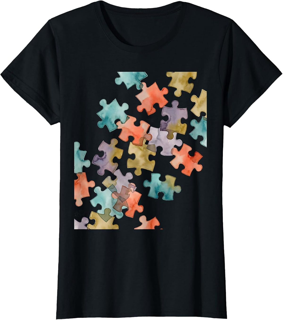Neurodiversity Puzzle Pieces Graphic Design T-Shirt - Black
