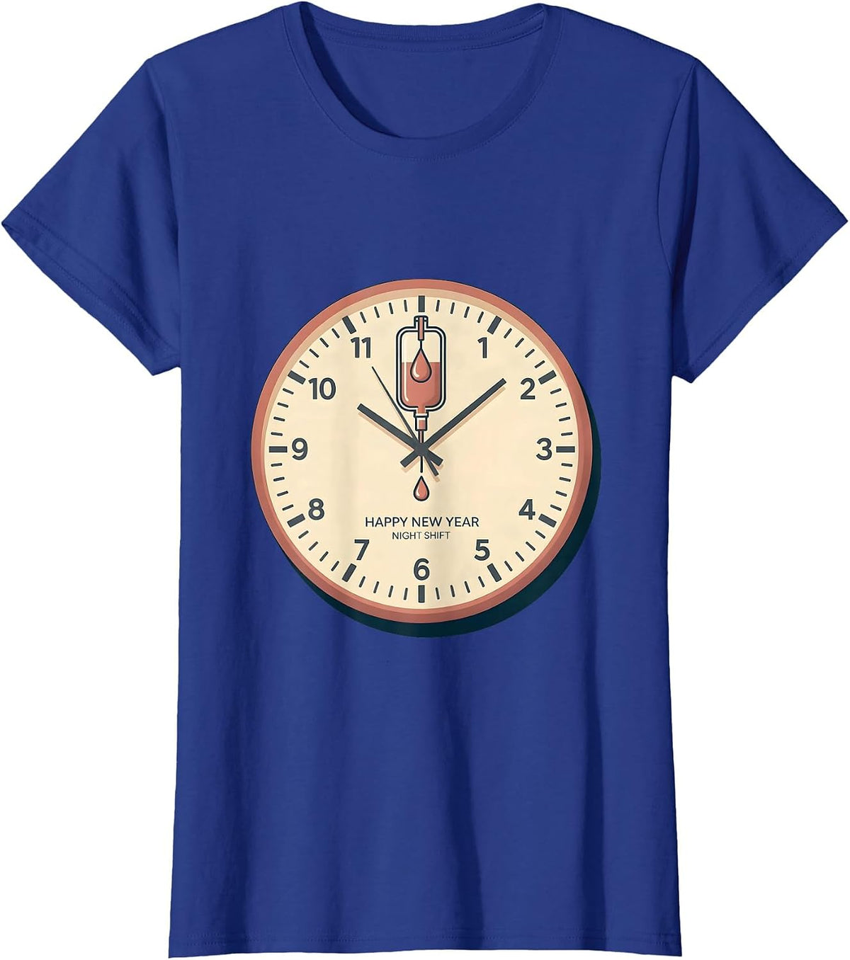 Women's Happy New Year, Night Shift Funny Nurse New Year Eve Party T-Shirt - Royal Blue