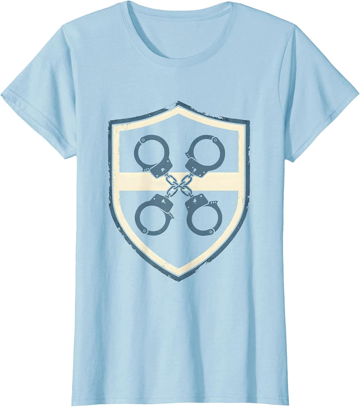 Thin Blue Line Handcuffs Graphic Design T-Shirt - Baby Blue