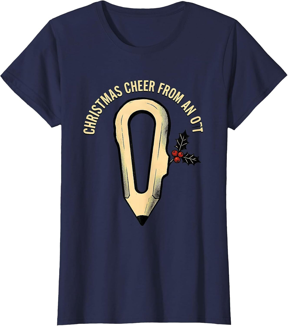 Women's Christmas Cheer From An OT Occupational Therapy Workplace T-Shirt - Navy Blue