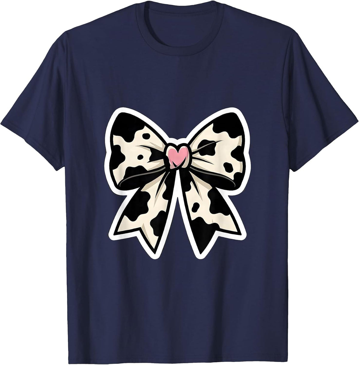 Men's Cowprint Bow Coquette Cute Cow Lover Gift T-Shirt - Navy Blue