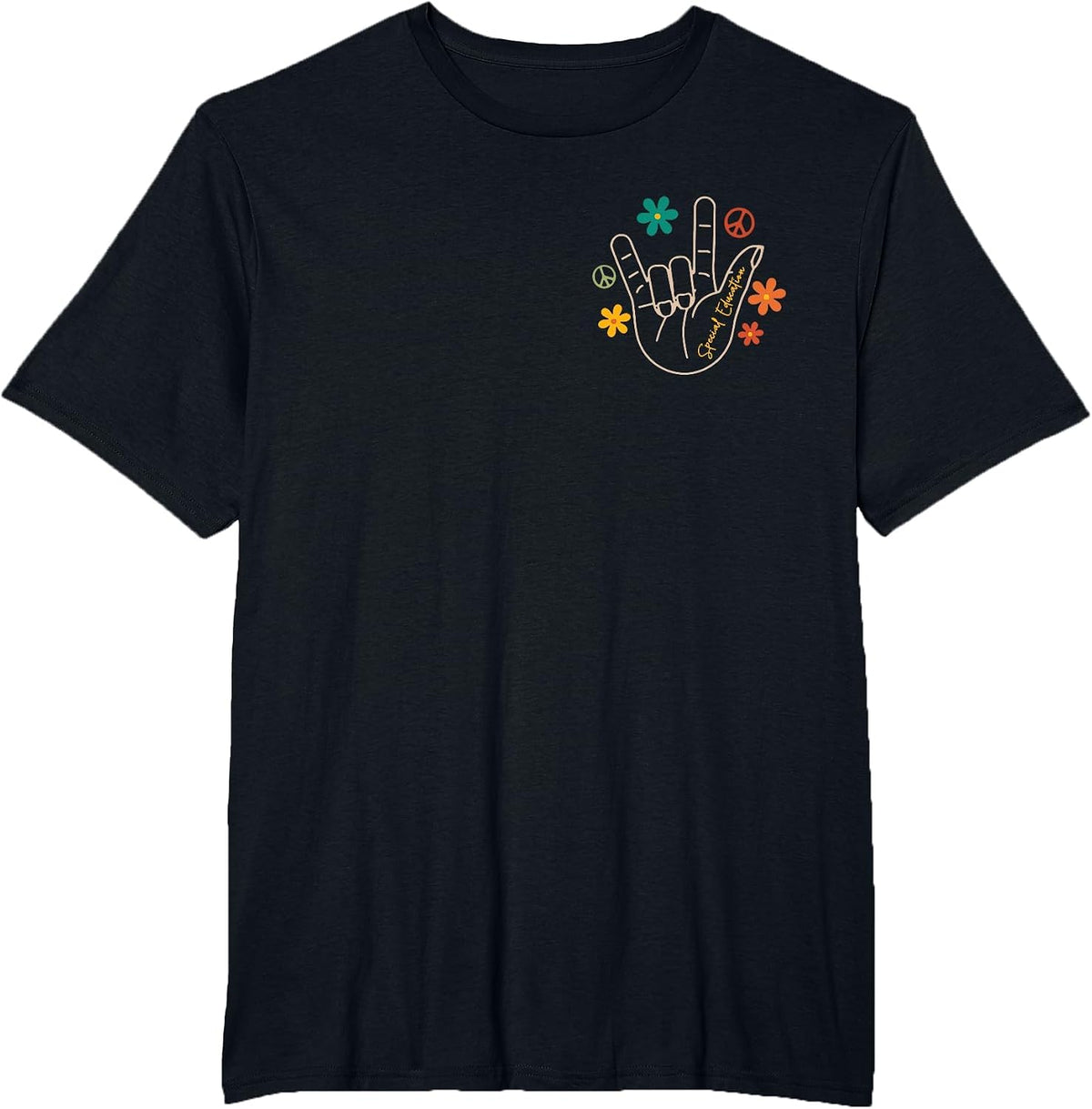 (2 Sides) Special Education Accept Adapt Advocate Inclusion T-Shirt - Black