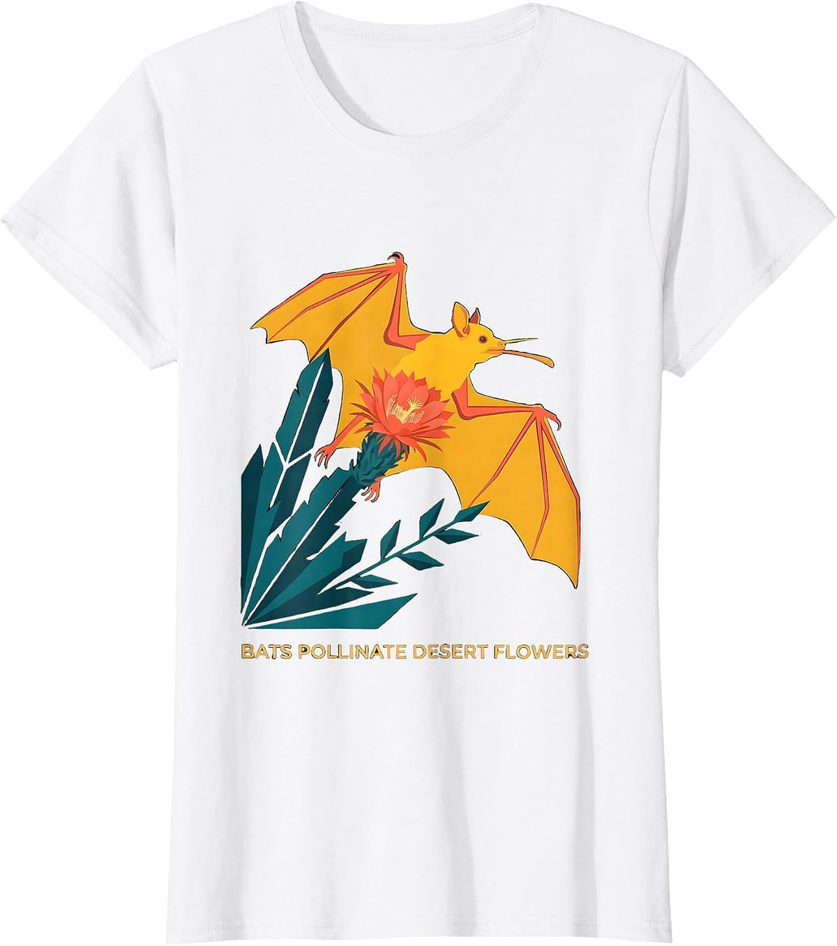 Bats Pollinate Desert Flowers Vintage Gothic Bat Lover T-Shirt - White