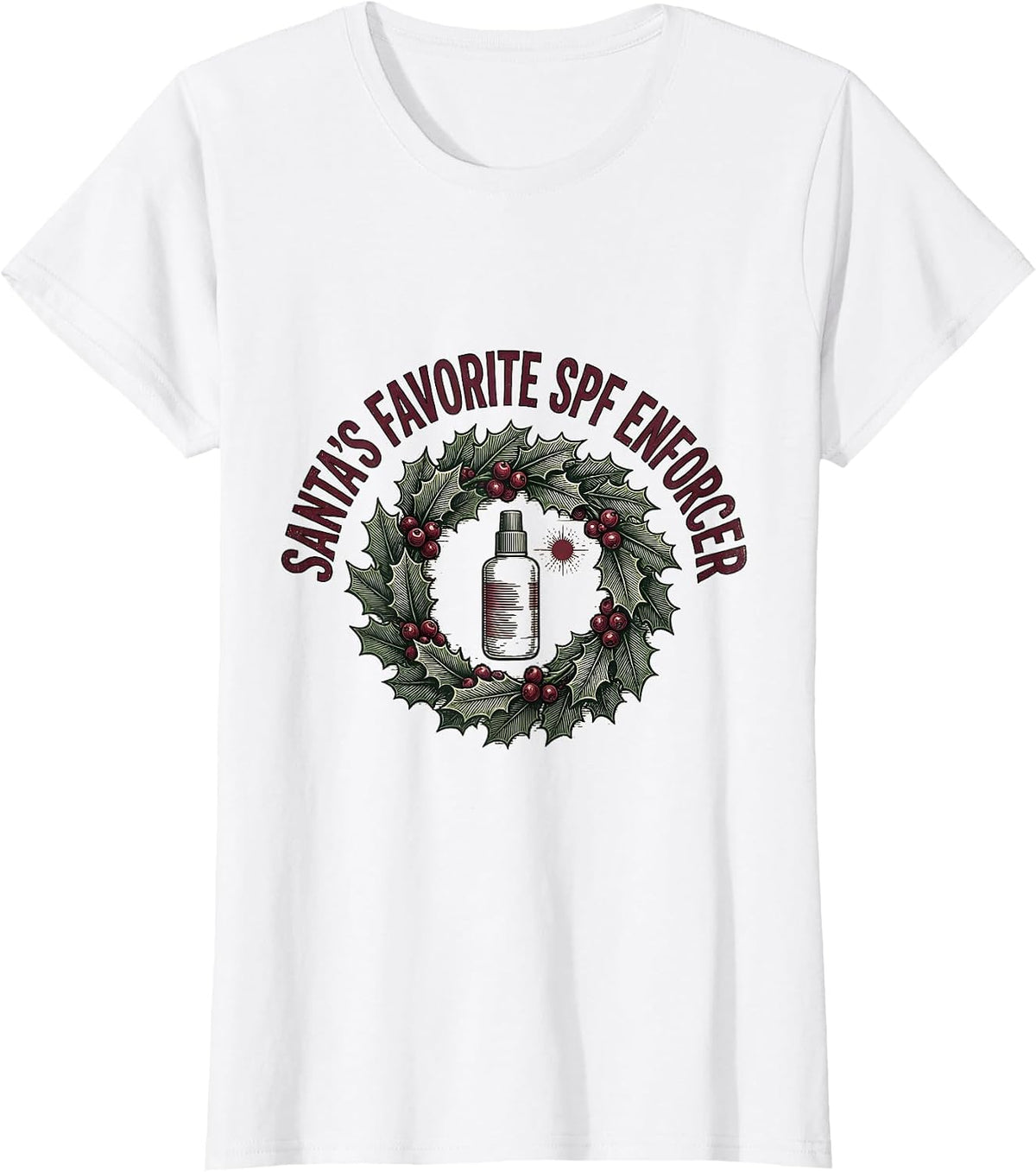 Santa's Favorite SPF Enforcer Vintage Esthetician Skincare T-Shirt - White