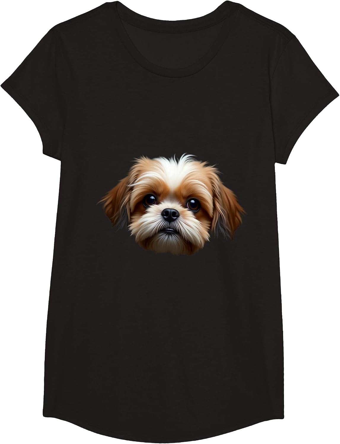 Black Shih Tzu Dog Shih Tzu Face T-Shirt - Girls Black