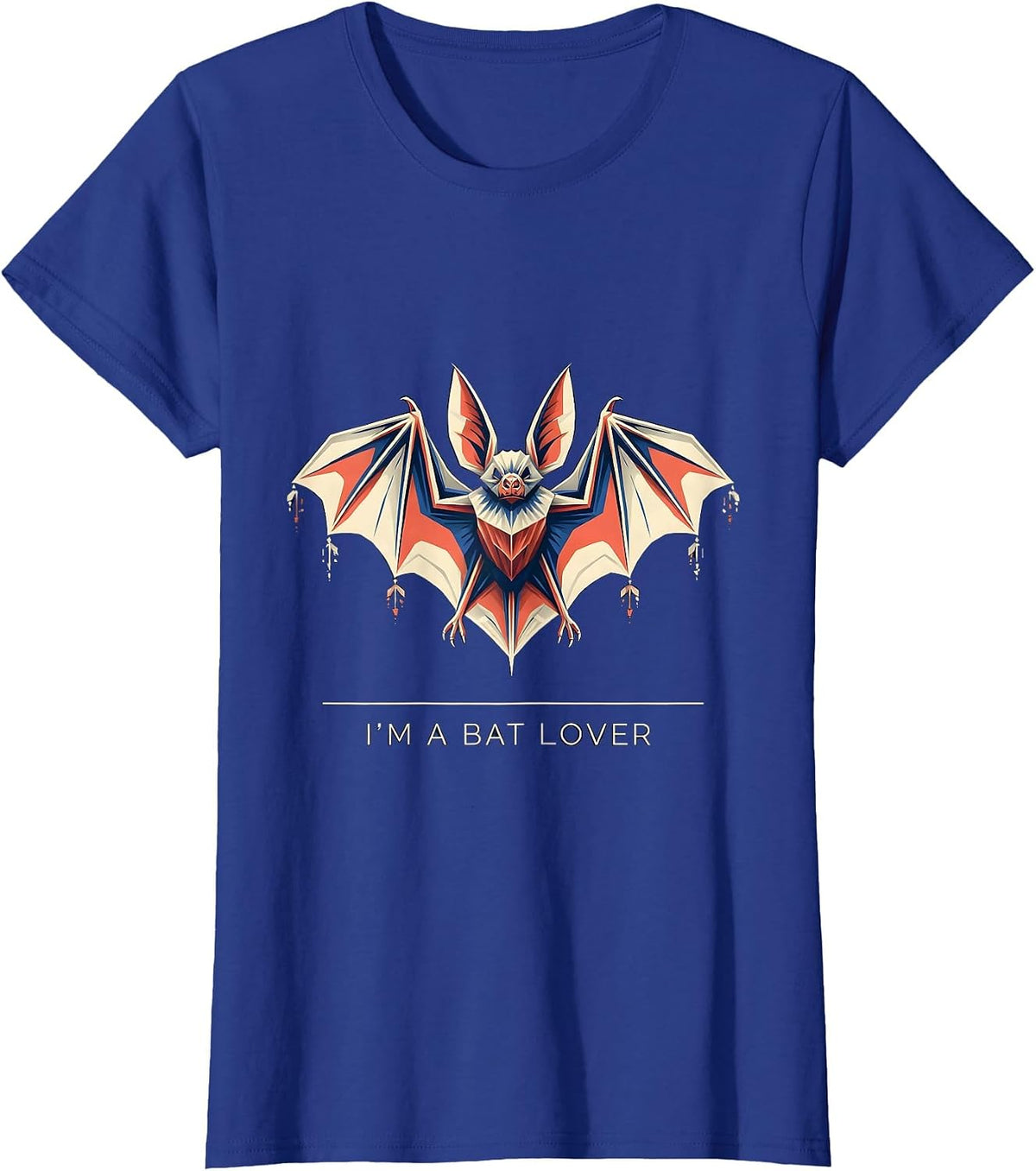 Women's I'm A Bat Lover Geometric Bat Wildlife Conservation T-Shirt - Royal Blue