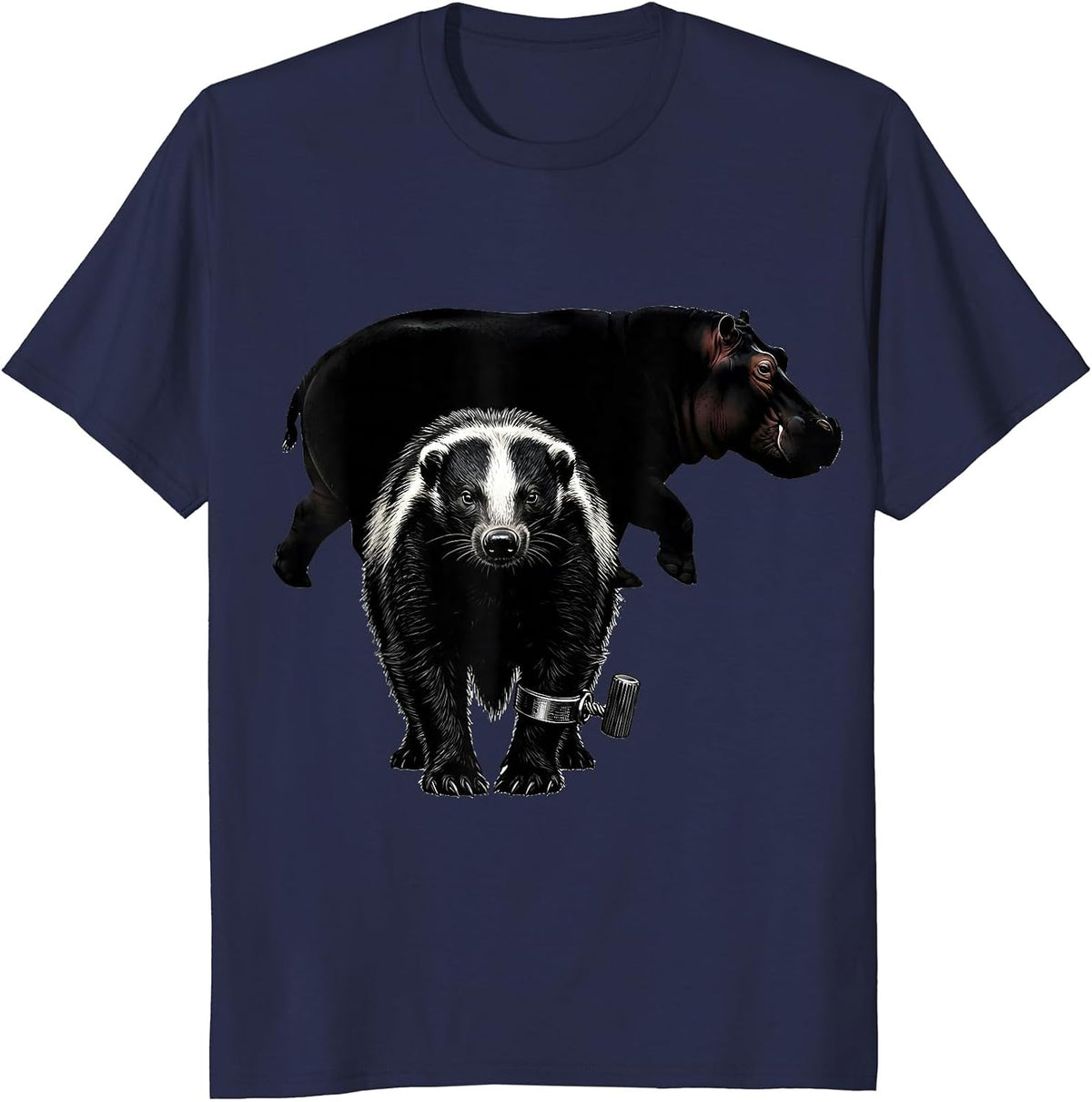 Honey Badger Fearless Attitude Wildlife Humor T-Shirt - Navy Blue