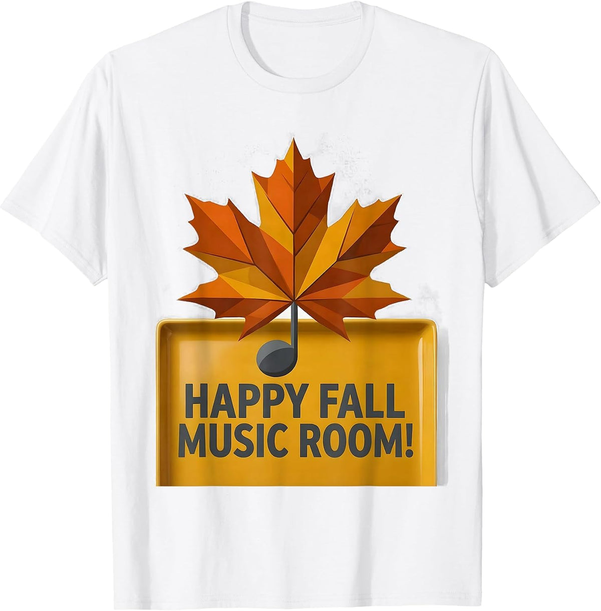Happy Fall, Music Room! Retro Music Teacher Fall Festival T-Shirt - White