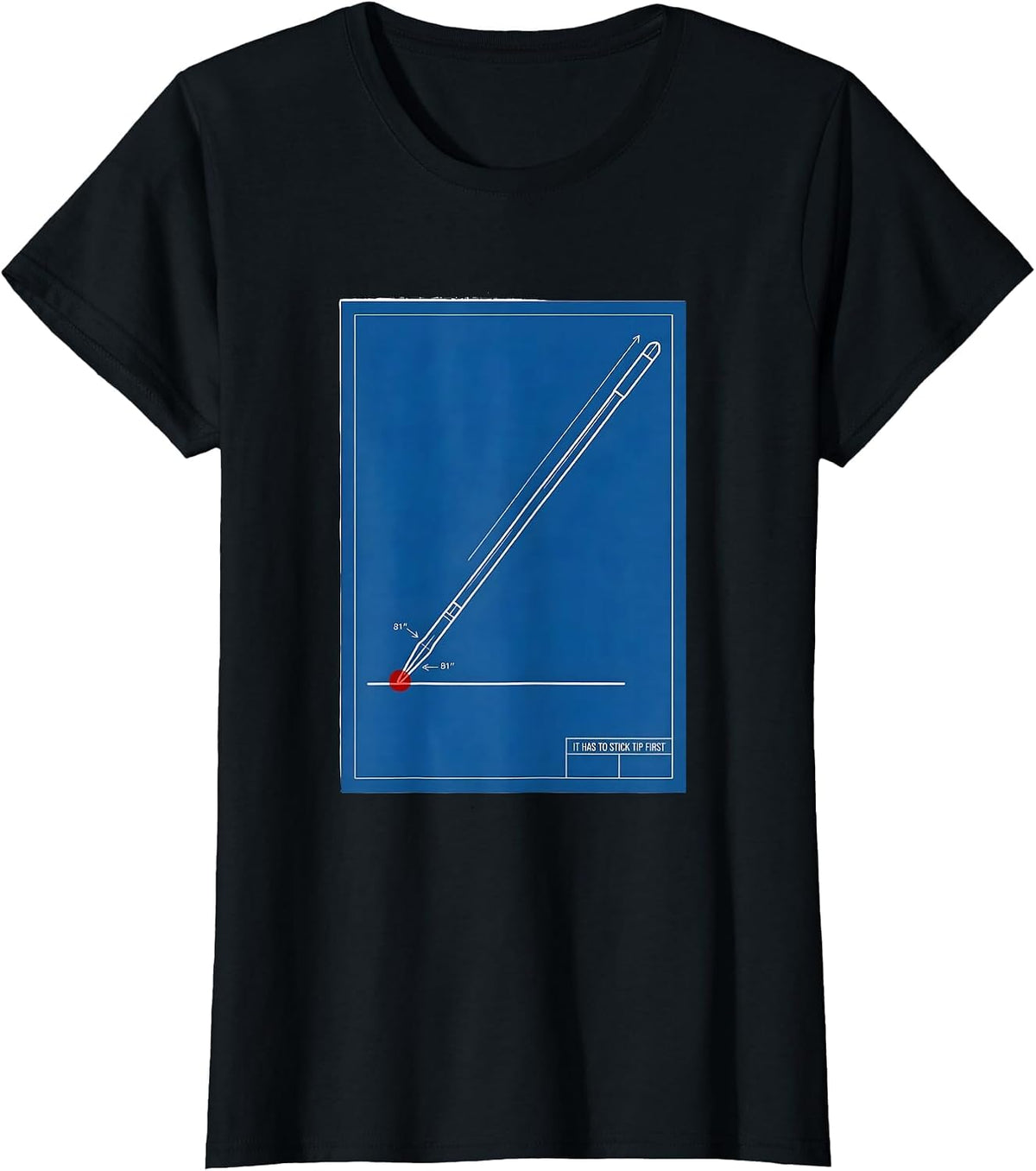Women's It Has To Stick Tip First Technical Blueprint Track T-Shirt - Black