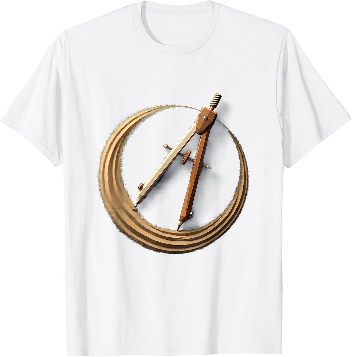 Men's Compass Circle Math Geometry Illustration T-Shirt - White