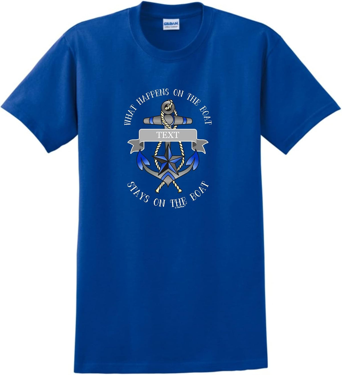 Personalized What Happens On The Boat Unisex Short Sleeve T-Shirt - Royal