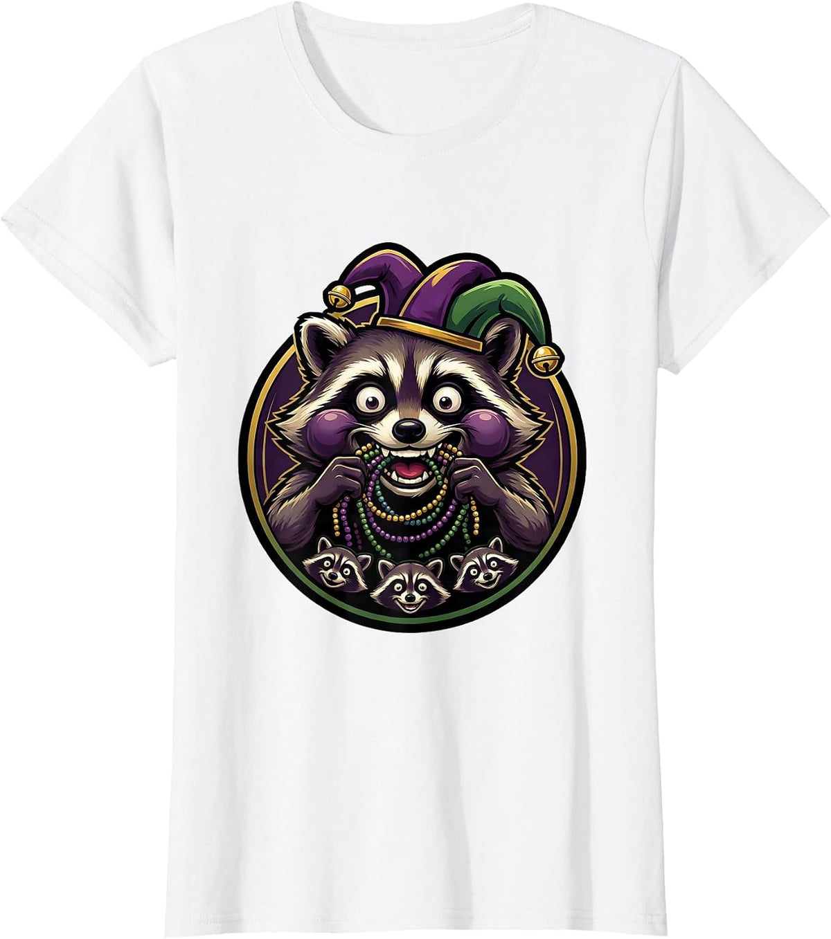 Women's Raccoon Carnival Creature Mardi Gras Party Humor T-Shirt - White