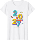 Women's Happy New Year 2027 Memphis Postmodern Family Party T-Shirt - White