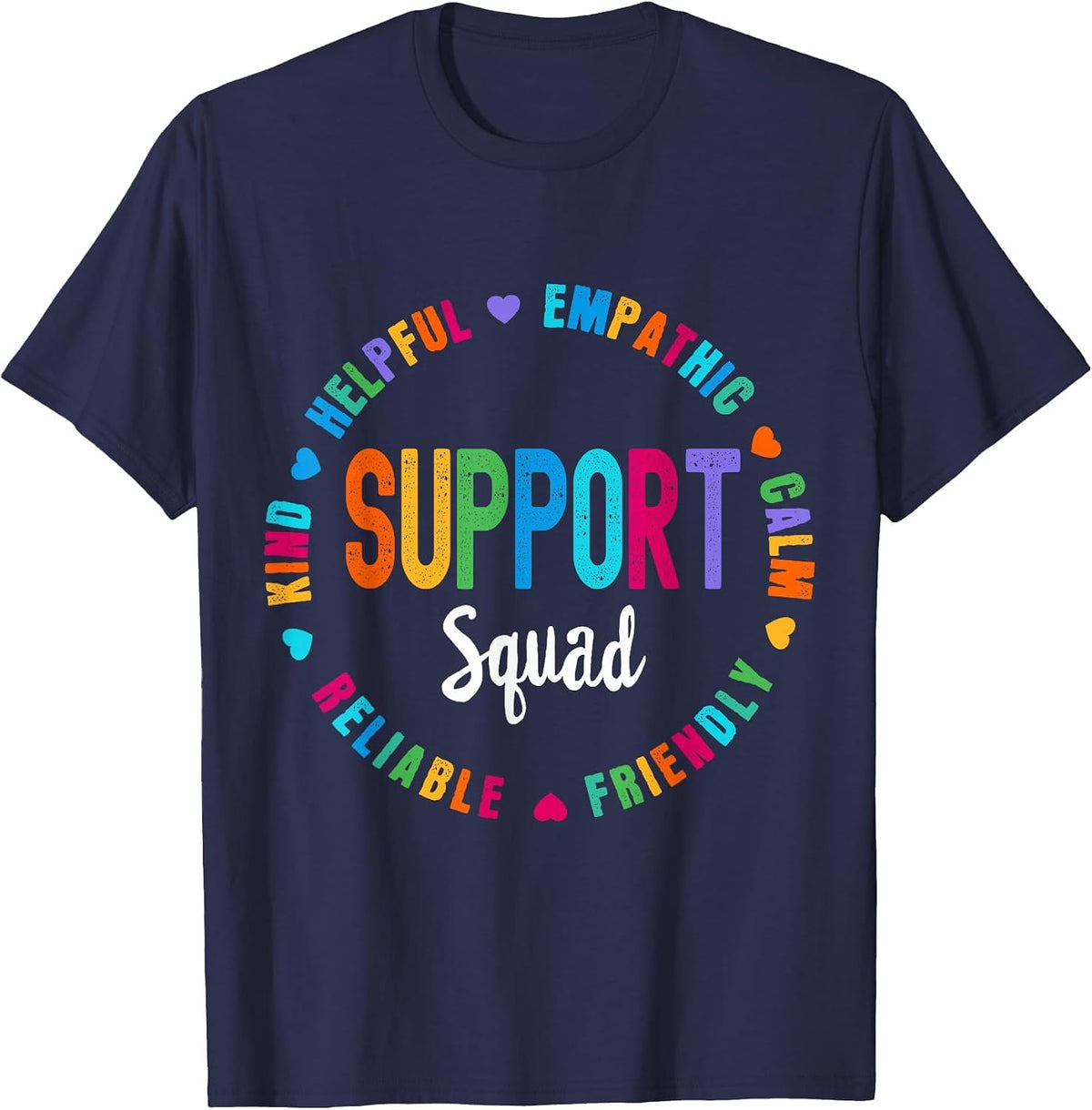 Colorful Support Squad Learning Specialist Sped Resource T-Shirt - Navy Blue