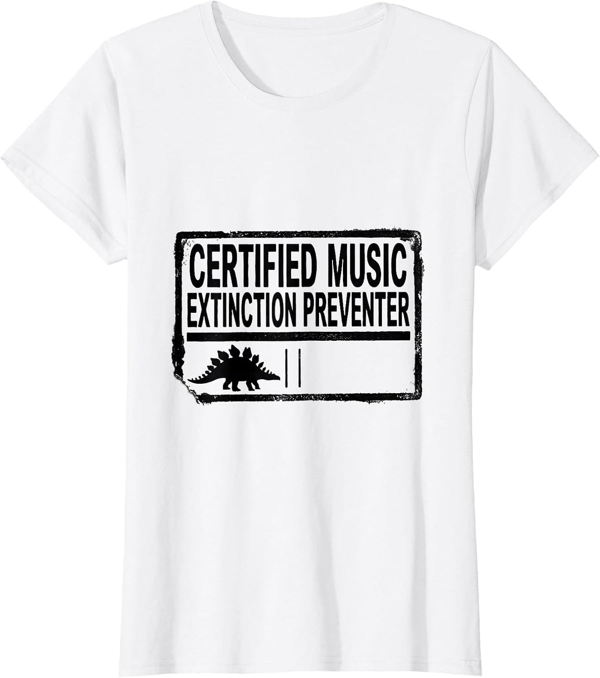 Women's Certified Music Extinction Preventer Rubber Stamp Teacher T-Shirt - White