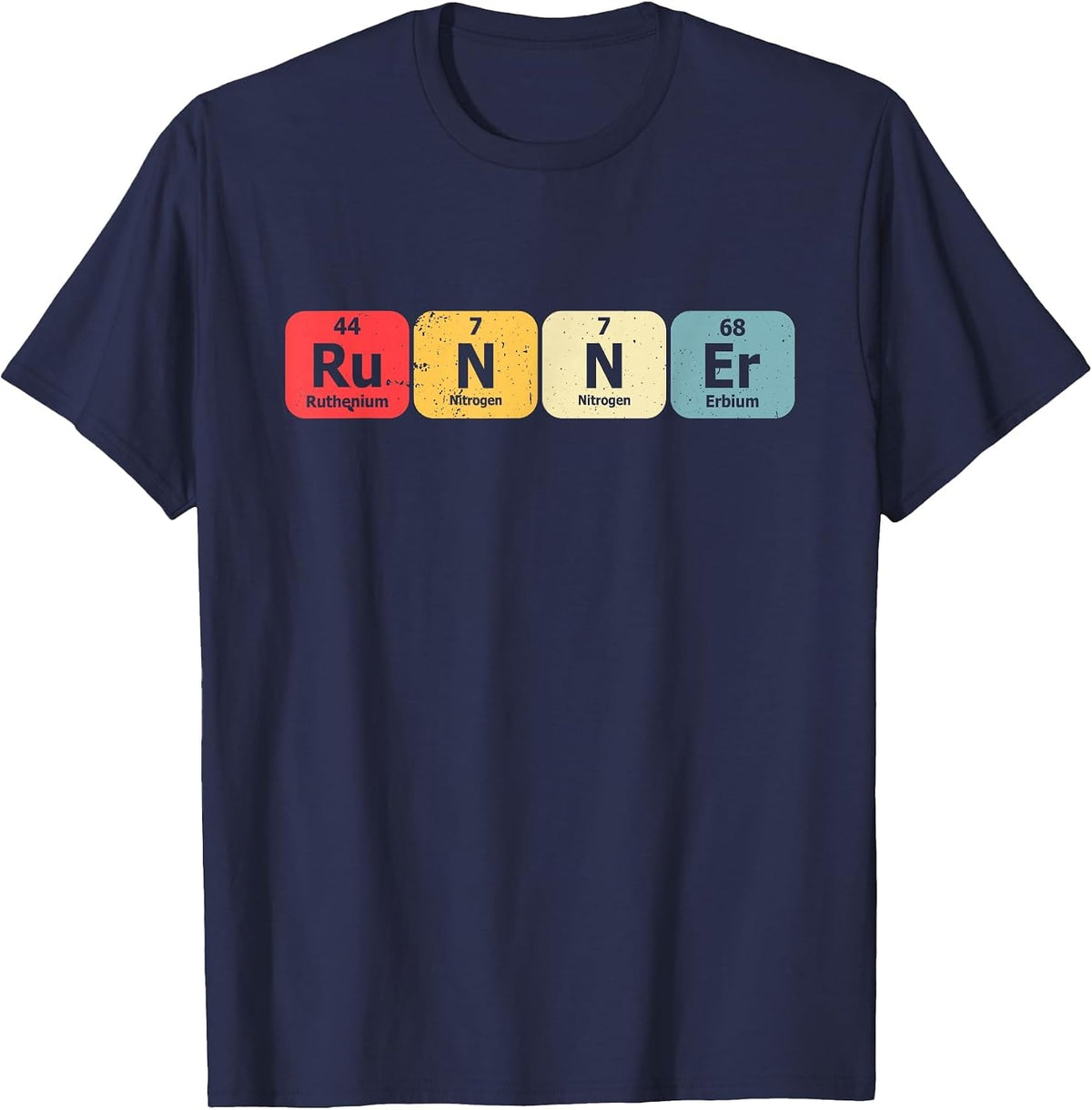 Periodic Table Runner Marathon Running Funny Chemistry Pun T-Shirt - Navy Blue