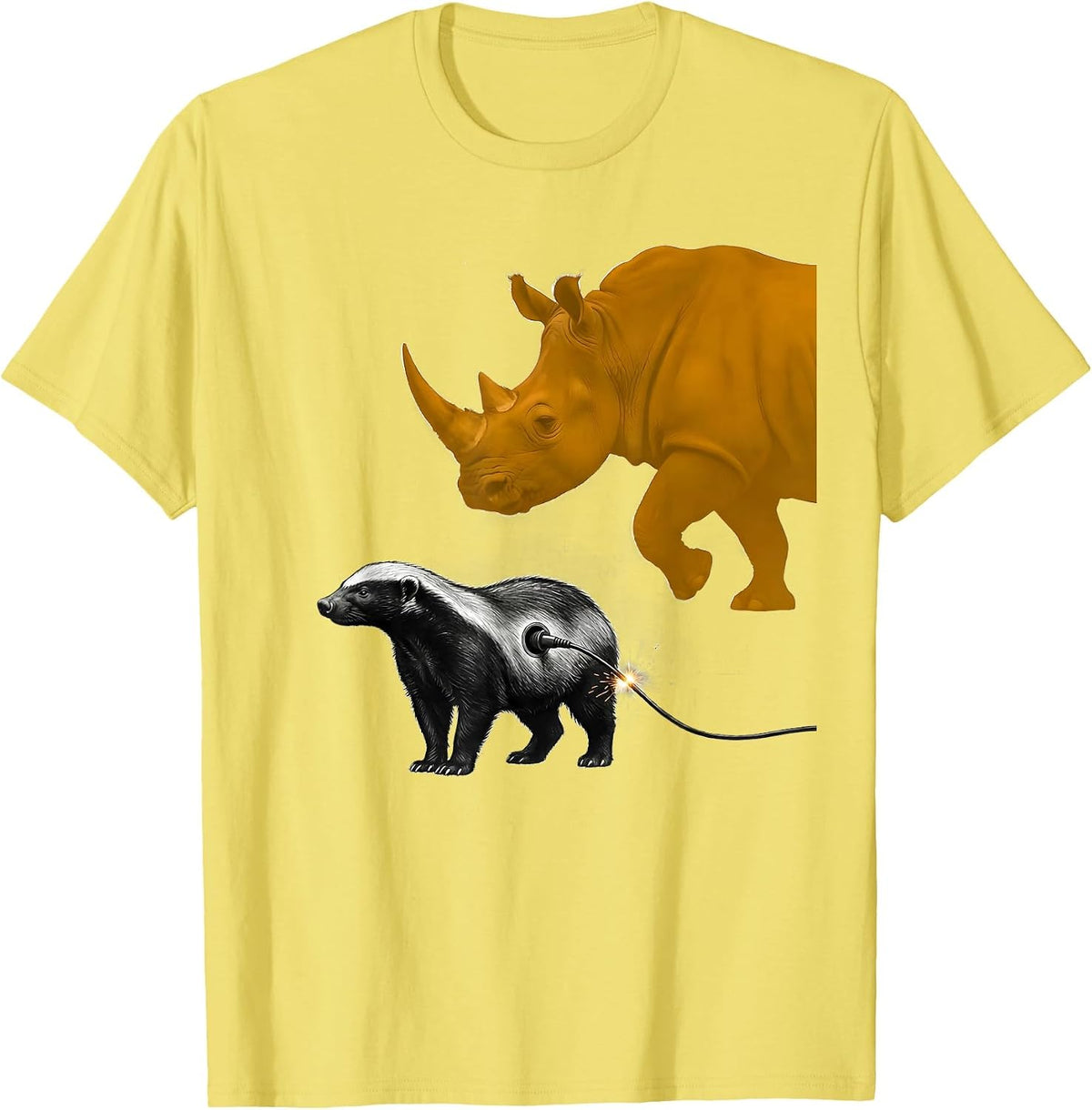 Men's Honey Badger Fearless Attitude Wildlife Humor Animal Lover T-Shirt - Lemon Yellow