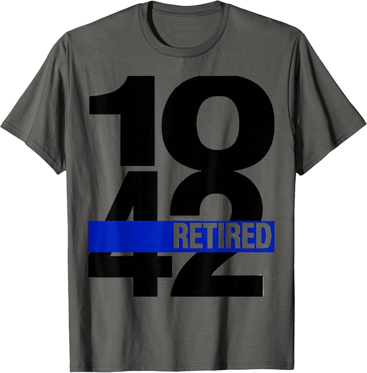 10-42 RETIRED Brutalist Thin Blue Line Police Retirement T-Shirt - Asphalt Grey