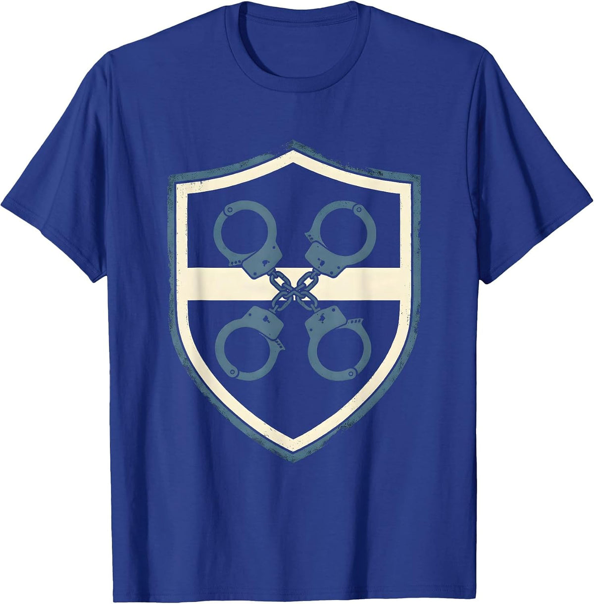 Thin Blue Line Handcuffs Graphic Design T-Shirt - Royal Blue