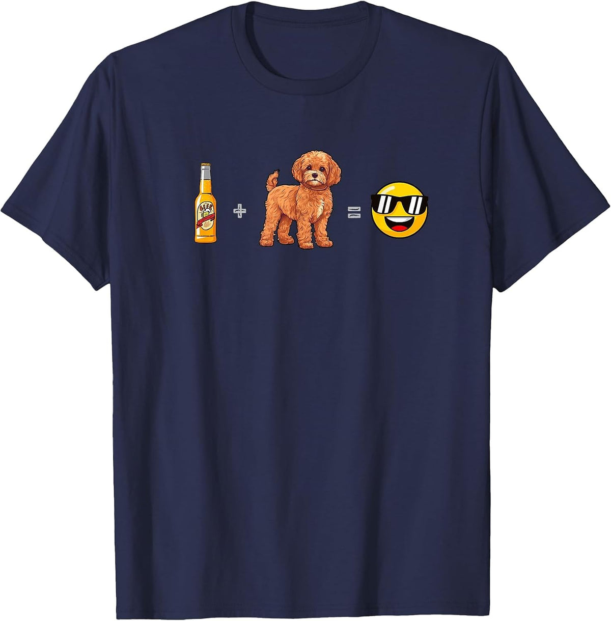 Cavapoo + Beer Dog Dad Happy Men Pet Lover T-Shirt - Navy Blue