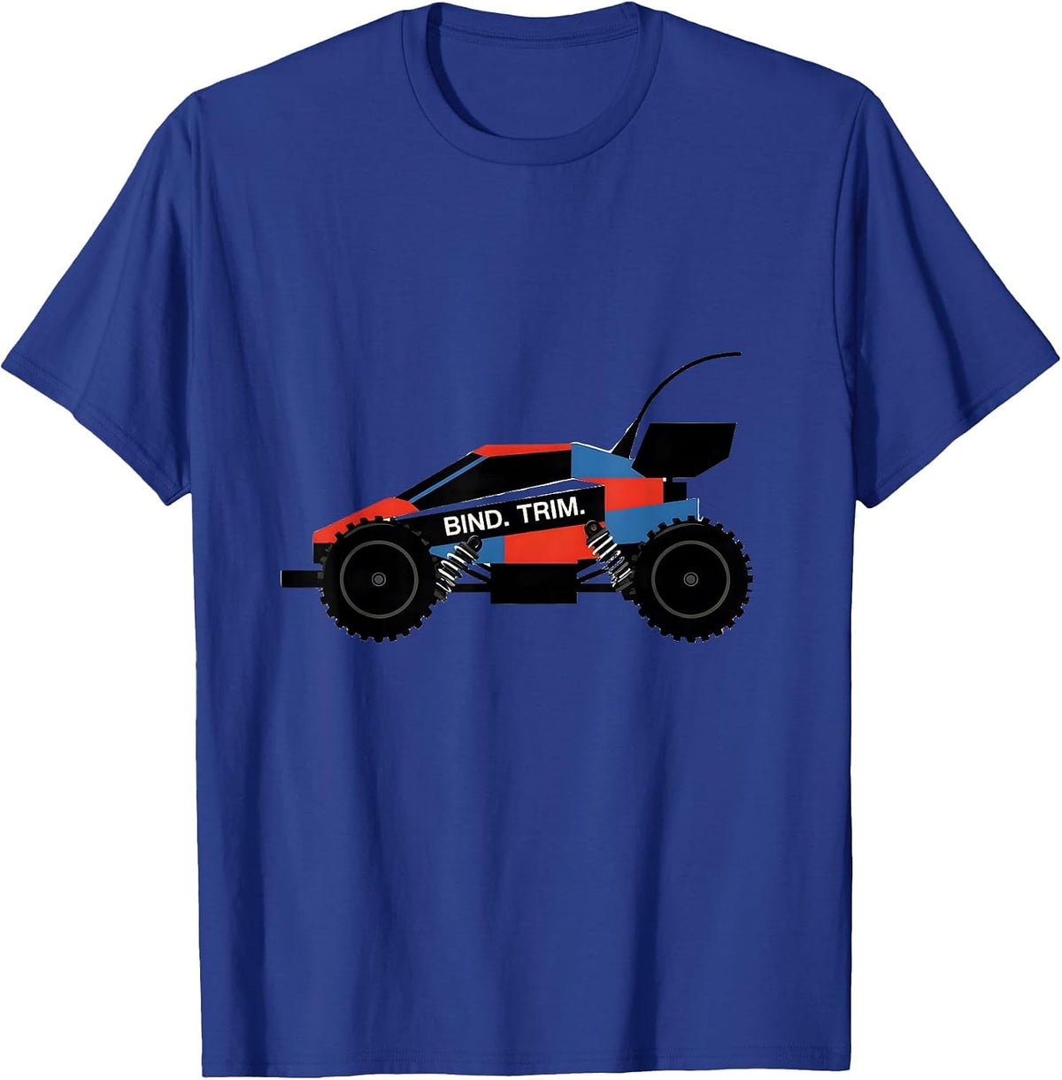 Men's Bind. Trim. Bauhaus Modernist RC Racing Drag Strip Gift T-Shirt - Royal Blue