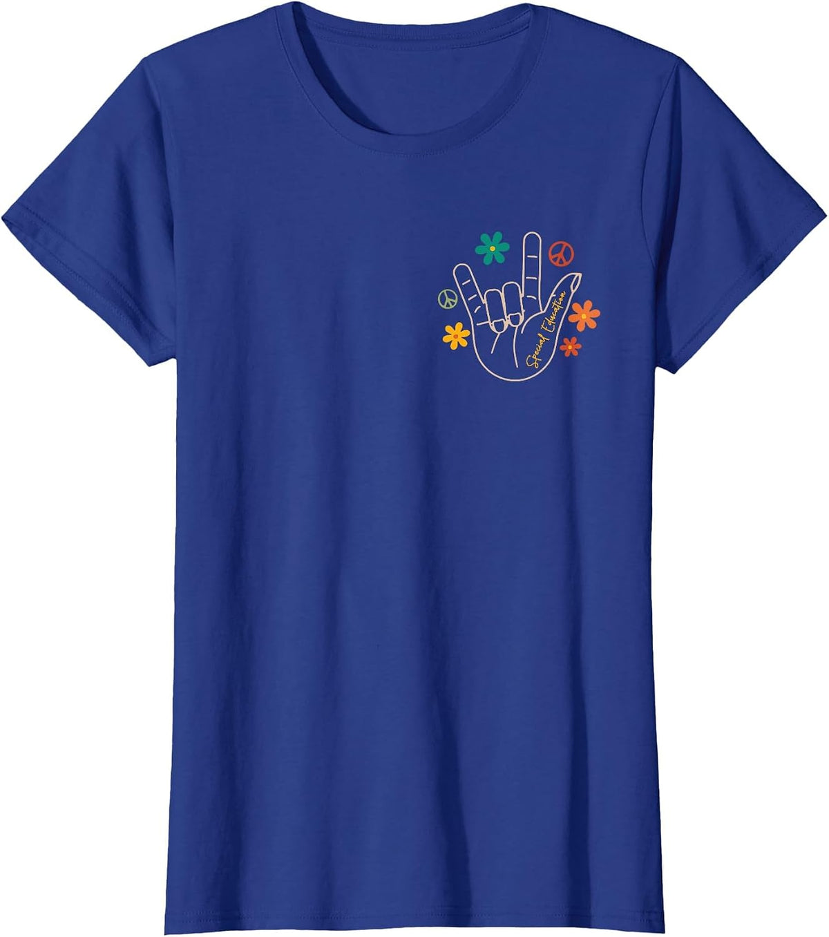 (2 Sides) Special Education Accept Adapt Advocate Inclusion T-Shirt - Royal Blue