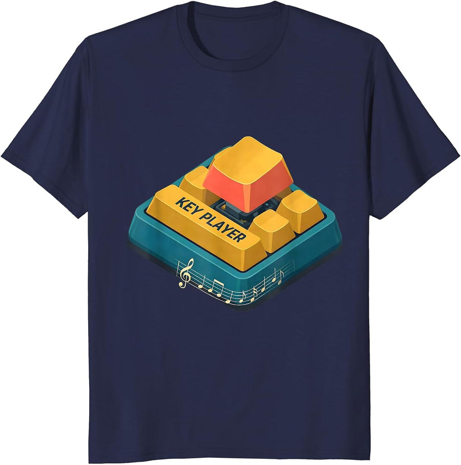 Key Player Funny Musician Gift Music Lover Band Member T-Shirt - Navy Blue
