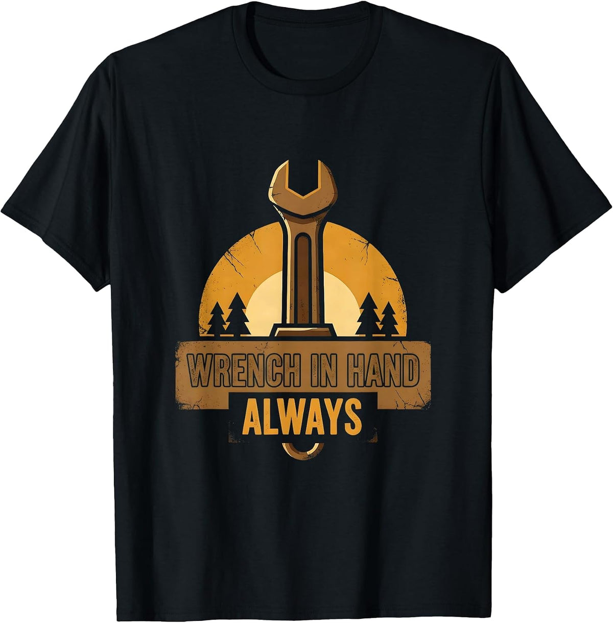 Men's Wrench In Hand Always Mechanic Design T-Shirt - Black