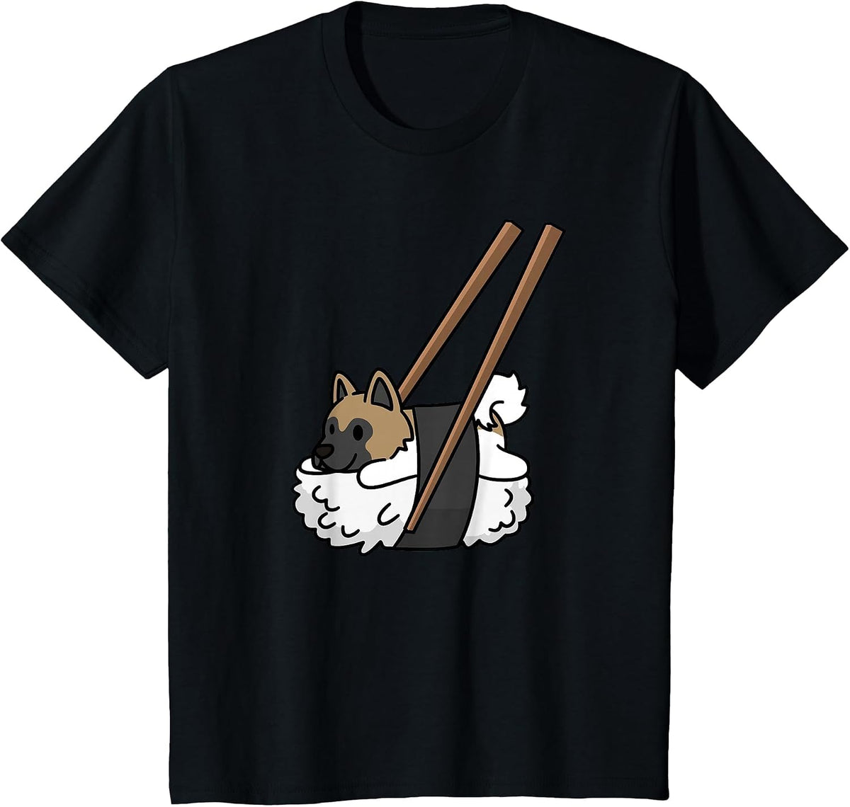 Akita Sushi Funny Dog T-Shirt - Black