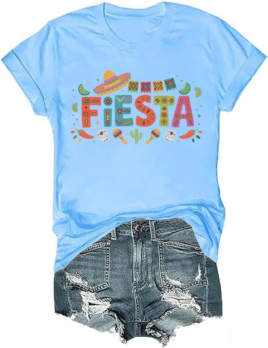 Mexican Cinco De Mayo Fiesta T-Shirt Cinco De Mayo Shirts for Women Men Funny Fiesta Party Shirt - Crewneck Carolina Blue