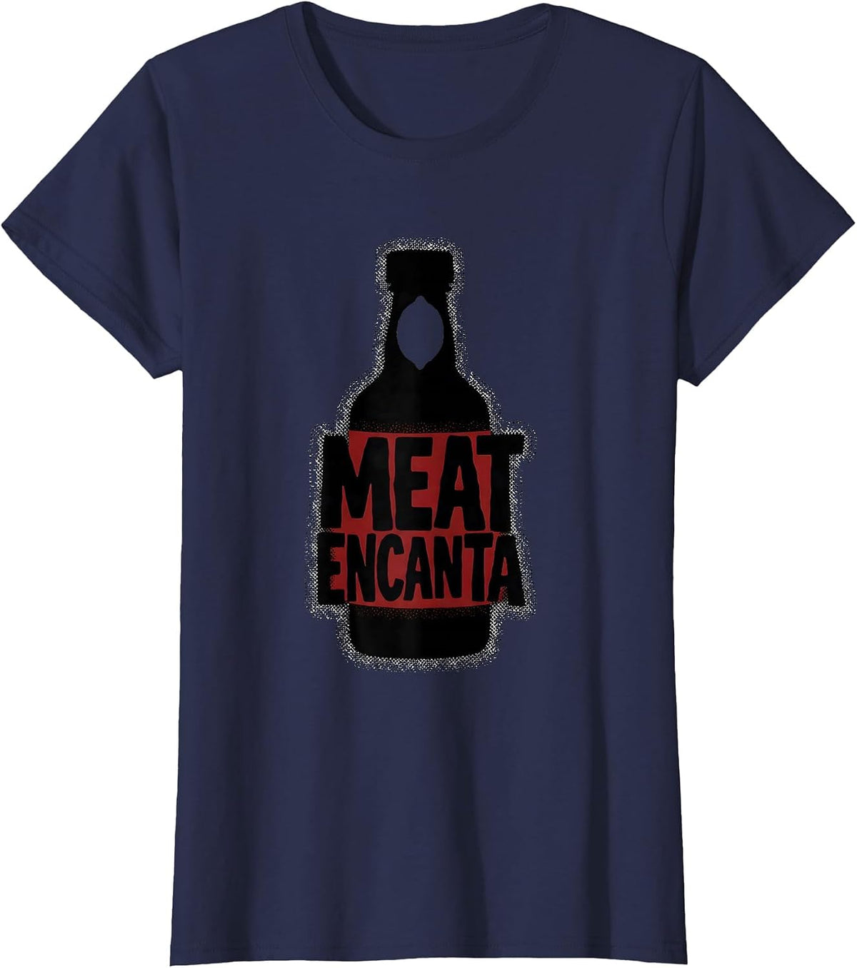 Women's Meat Encanta Blackwork Dotwork Cinco De Mayo Spanish Pun T-Shirt - Navy Blue