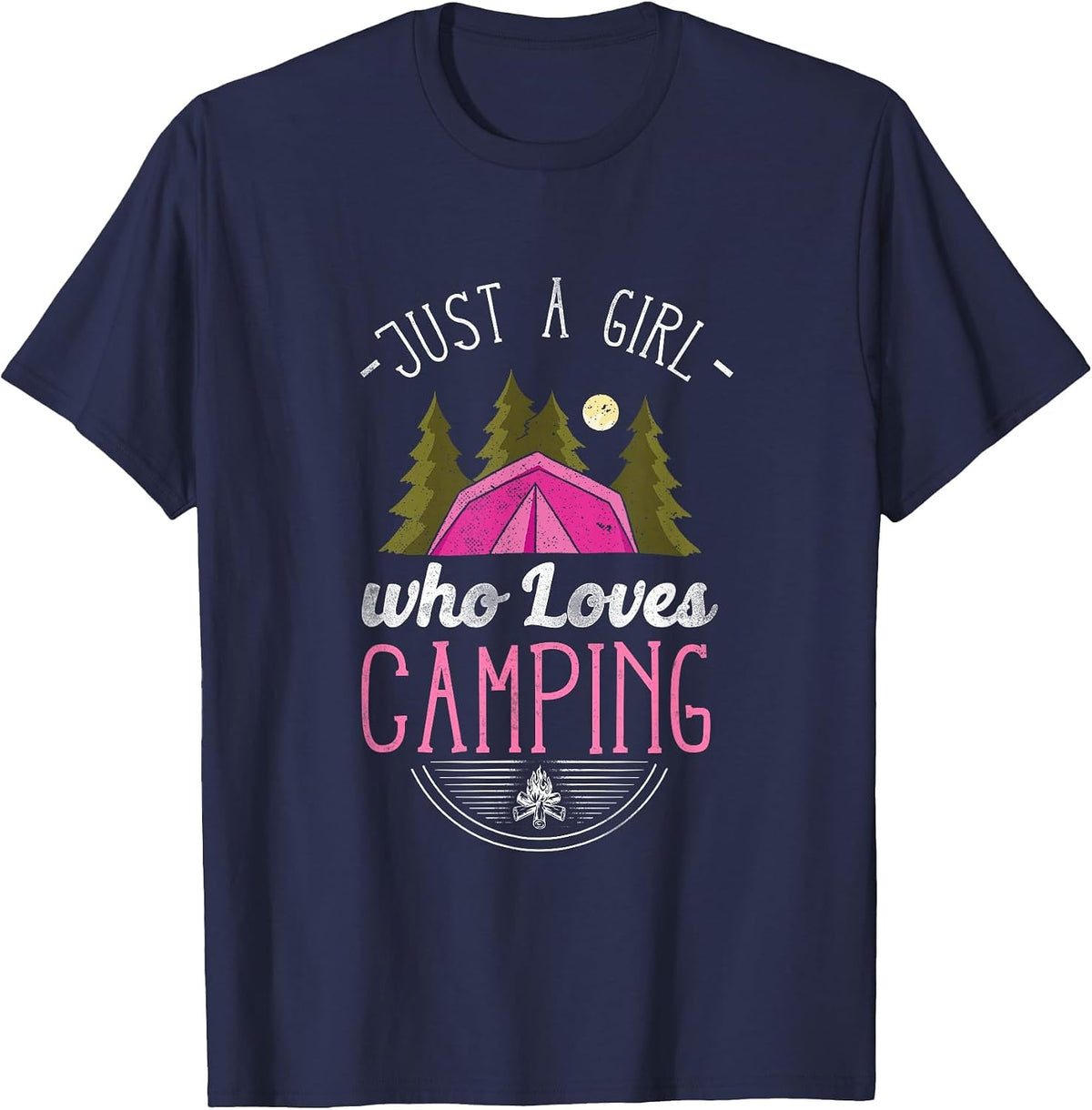 Just A Girl Who Loves Camping T-Shirt - Navy Blue