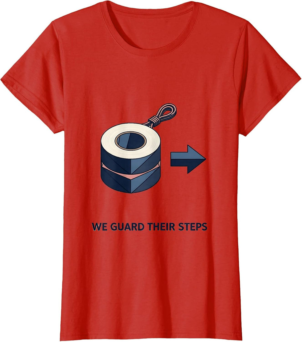 We Guard Their Steps Retro Isometric Wellness Squad Health T-Shirt - Red