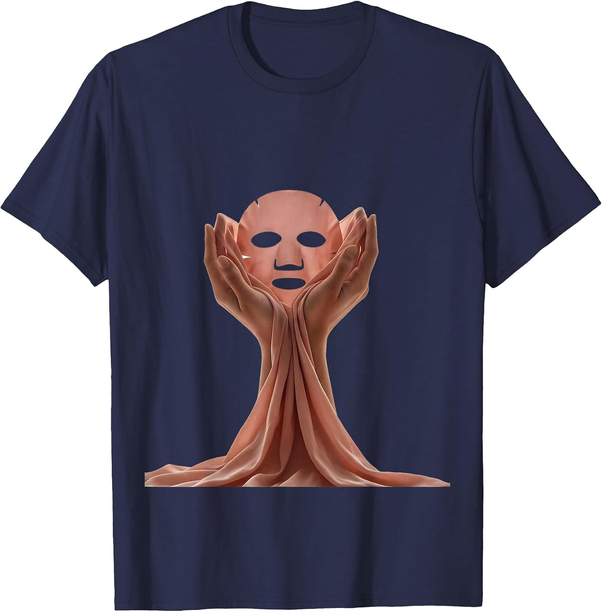Men's K-Beauty Sheet Mask Skincare Routine Graphic T-Shirt - Navy Blue